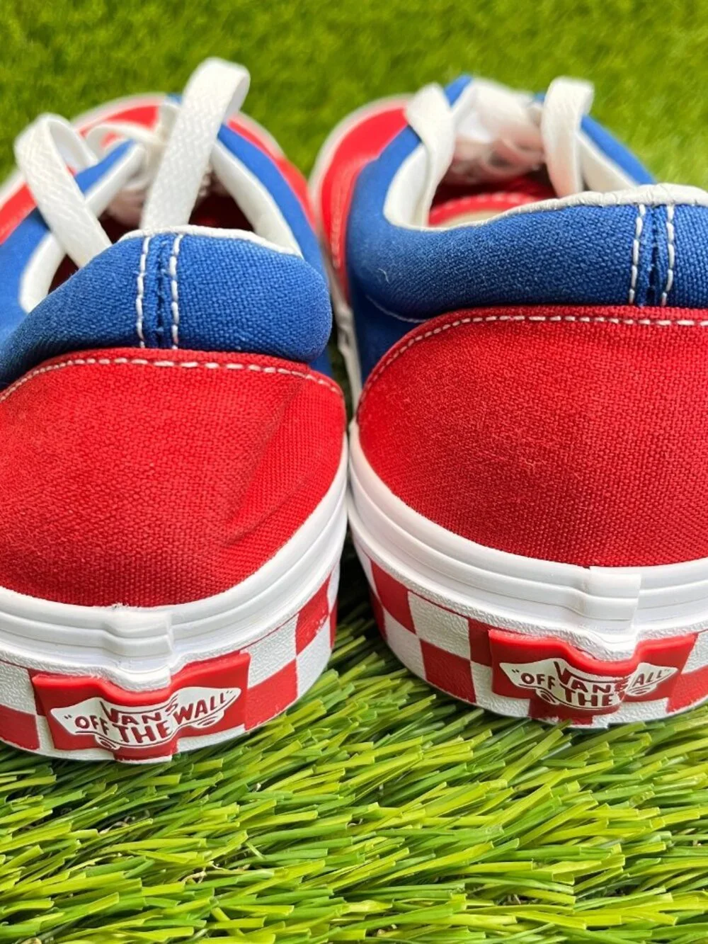 Vans Era BMX Checkerboard Womens Size 8 Red Blue Athletic Skate Shoes Sneakers